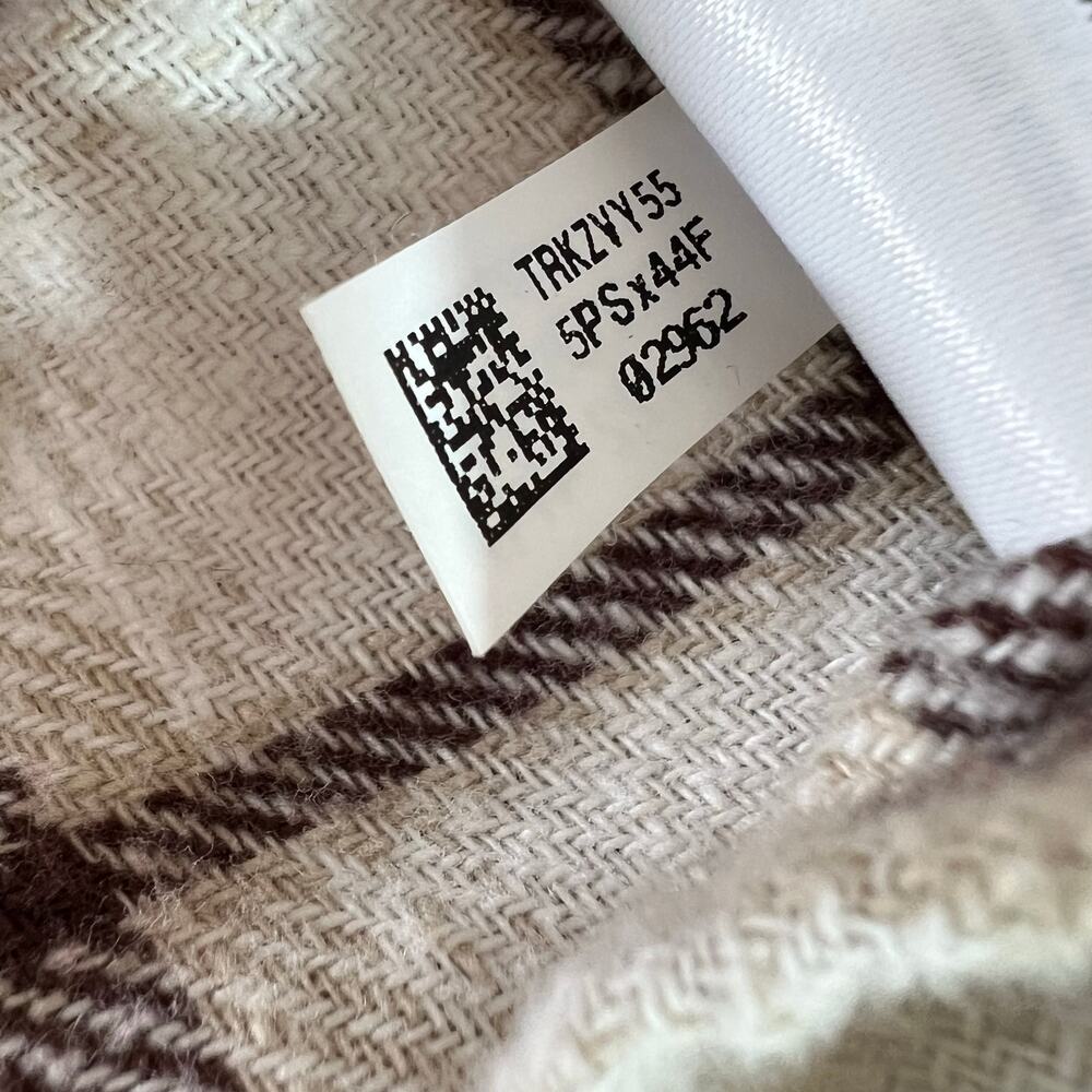 American Eagle Flannel Shirt Cropped XS Women Brown Beige 100% Cotton Neutral - Picture 6 of 6